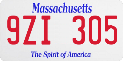 MA license plate 9ZI305