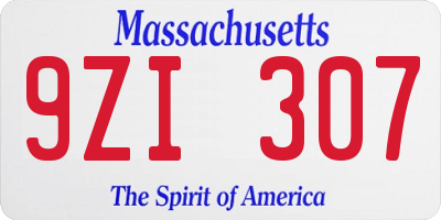 MA license plate 9ZI307