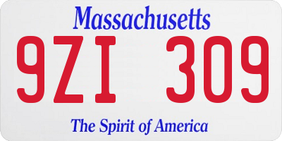 MA license plate 9ZI309