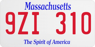 MA license plate 9ZI310