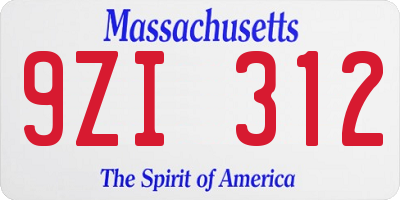 MA license plate 9ZI312