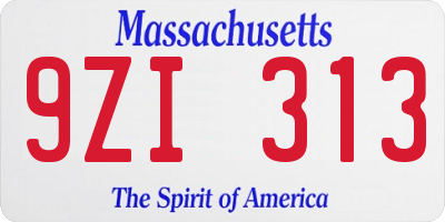 MA license plate 9ZI313