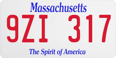 MA license plate 9ZI317