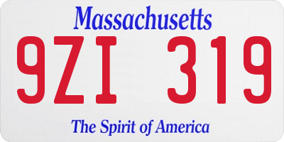 MA license plate 9ZI319