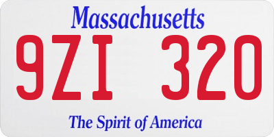 MA license plate 9ZI320