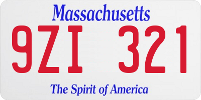 MA license plate 9ZI321