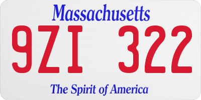 MA license plate 9ZI322