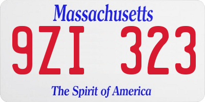 MA license plate 9ZI323