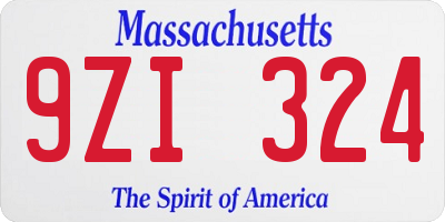 MA license plate 9ZI324