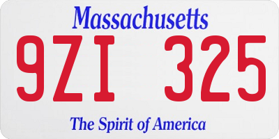 MA license plate 9ZI325