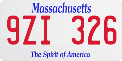 MA license plate 9ZI326