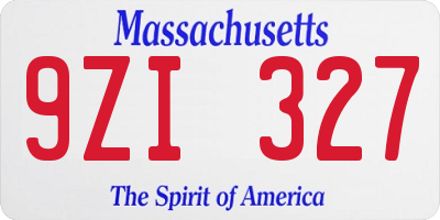 MA license plate 9ZI327