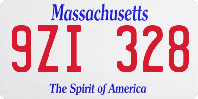 MA license plate 9ZI328