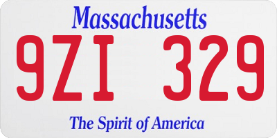 MA license plate 9ZI329