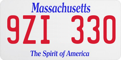 MA license plate 9ZI330