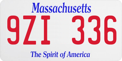 MA license plate 9ZI336