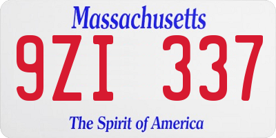MA license plate 9ZI337
