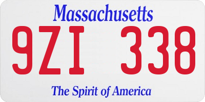 MA license plate 9ZI338