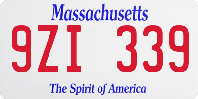 MA license plate 9ZI339