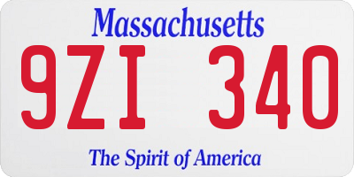 MA license plate 9ZI340