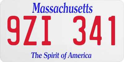 MA license plate 9ZI341