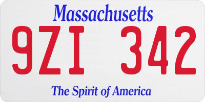 MA license plate 9ZI342