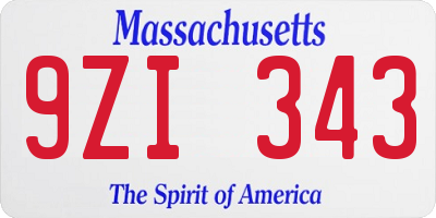 MA license plate 9ZI343