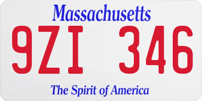 MA license plate 9ZI346