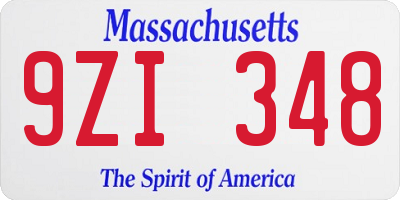MA license plate 9ZI348