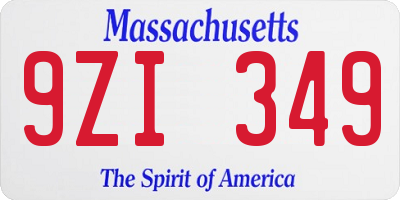 MA license plate 9ZI349