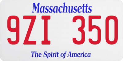 MA license plate 9ZI350