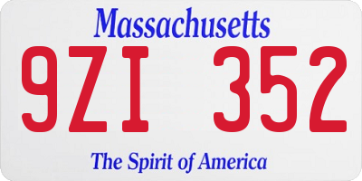 MA license plate 9ZI352