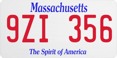 MA license plate 9ZI356