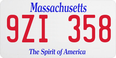 MA license plate 9ZI358