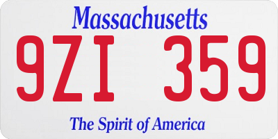 MA license plate 9ZI359