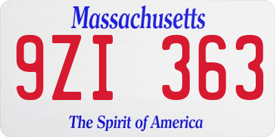 MA license plate 9ZI363