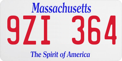 MA license plate 9ZI364