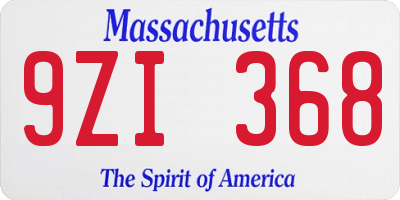 MA license plate 9ZI368