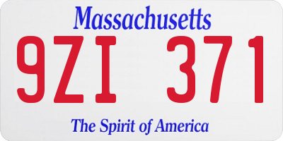 MA license plate 9ZI371