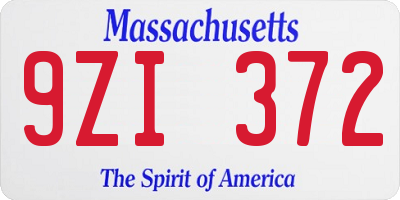 MA license plate 9ZI372