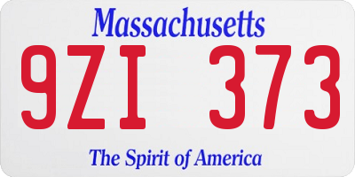 MA license plate 9ZI373