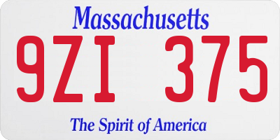 MA license plate 9ZI375