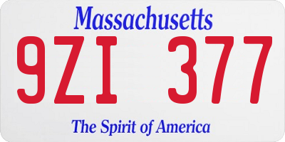 MA license plate 9ZI377