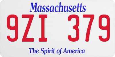MA license plate 9ZI379