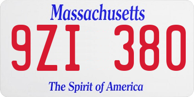 MA license plate 9ZI380