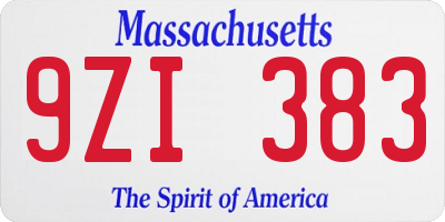 MA license plate 9ZI383