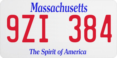 MA license plate 9ZI384