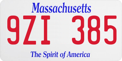 MA license plate 9ZI385