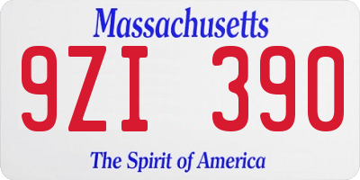 MA license plate 9ZI390