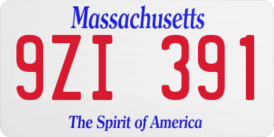 MA license plate 9ZI391